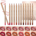 12 Colors Lip Liner Set, Brown Pink Red Series Lip Liners, Plump Nude Lip Shape No Smudge Longwear Smooth Lip Pen Waterproof Lipstick High Pigmented Natural Lip Makeup Pencil