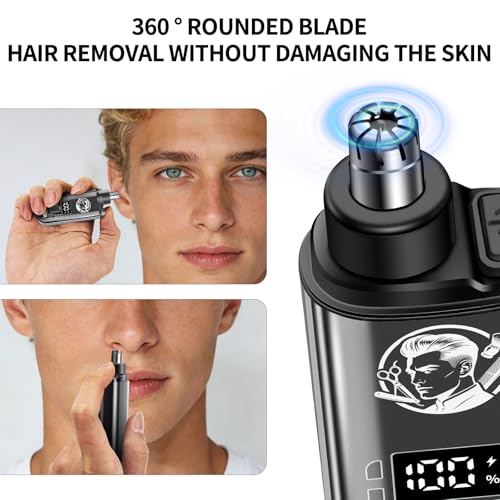 pebsoa¢ç Men's Professional Hair Clipper, Cordless Trimming Kit with Gradation Attachments, Razor & Nose Hair Trimmer 4-Piece ?All-in-One Salon & Home Grooming Set