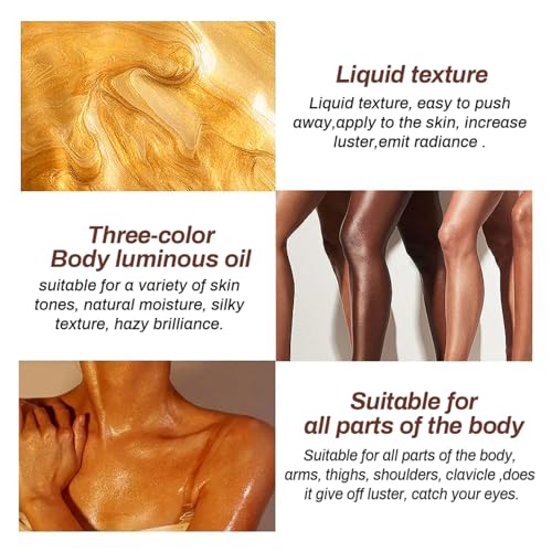 Body Shimmer Oil,Luxurious Illuminator Body Glow Oil,Moisturizing Body Luminizer Glow,Waterproof Long Lasting Body Luminizer Glow For Face and Body (01Silver White)