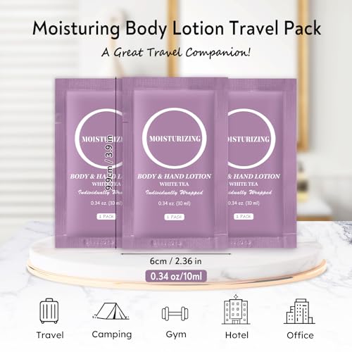 Travel Body Lotion, Individually Wrapped Hand Cream Lotion Bulk, Nourishing Extra Dry Skin Mini Small Packet Size Shower Moisturizer Lotion Toiletries for Travel, Hotel Homeless 0.34 oz (Pack of 30)
