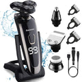 Electric Razor for Men Shaver Rechargeable Waterproof Rotary for Shaving with Nose Trimmer Sideburns Trimmer Face Cleaning Brush