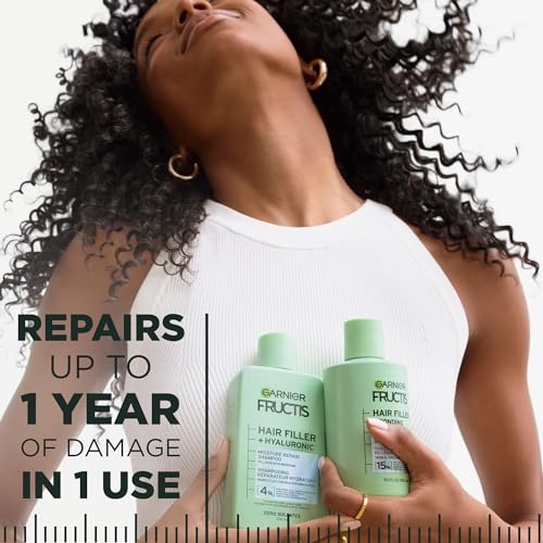 Garnier Fructis Hair Filler Moisture Repair Conditioner,Sulfate Free Conditioner for Curly,Wavy Hair with Hyaluronic Acid,10.1 Fl Oz,(Pack of 2)