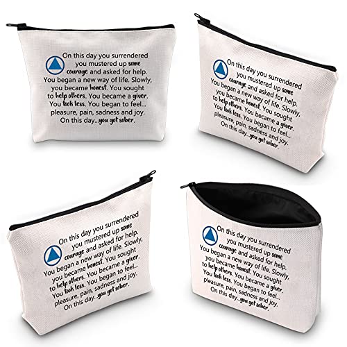 WCGXKO AA Gift NA Gift Addiction Recovery Sobriety Anniversary Zipper Pouch Makeup Bag for Step Sisters Sober Woman (got sober AA)