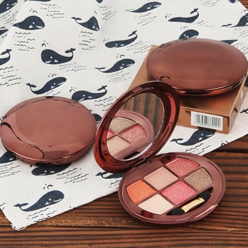 6 Colors Shimmer Eyeshadow Palette with Mirror, Neutral Nude Eye Shadow Matte & Glitter Shades Highly Pigmented Blendable Waterproof Long-Lasting Natural Smokey Eye Makeup Palette for Women 2#