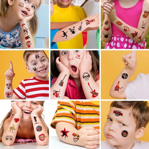 12 Sheets Born To Rock Rock N Roll Temporary Tattoos, Music Band Born To Rock Birthday Party Supplies Decorations Rockstar Guitar Music Party Favors Fake Tattoos Stickers Goodie Bag Fillers