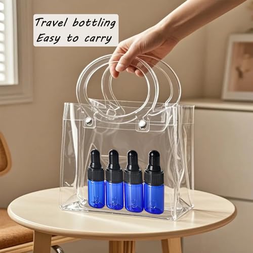 36 Pack Mini Glass Dropper Bottle 3ml Blue Glass Dropper Bottles,for Essential Oil Perfume Cosmetic Liquid Traveling Sample Containers?(Blue, 3ml)