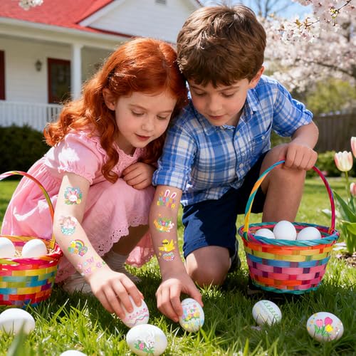 EMOME Glitter Easter Tattoos for Kids, 88 PCS Tattoo Stickers for Egg Decorating Kit, Eater Egg Fillers, Basket Stuffers, Party Favor Decoration, Kids Easter Crafts Game Activities Essentials
