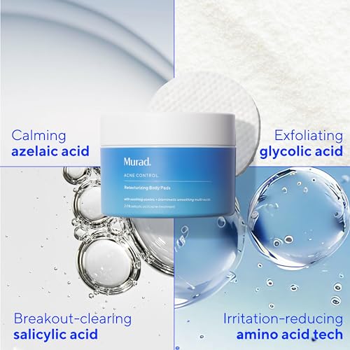 Murad Retexturizing Body Pads ? Acne-Fighting Exfoliating Pads with Azelaic, Salicylic, and Glycolic Acid for Acne Breakouts, Smoothing KP Bumps, and Soothing Aggravated Skin ? 45 Pads