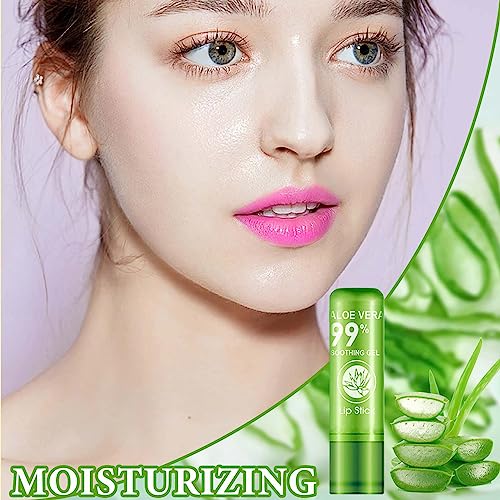 5 Pcs Aloe Vera Color Changing Lipstick for Women - Long Lasting Moisturizing Lip Gloss, Tinted Balm, Magic Temperature PH Changing Lip Stick