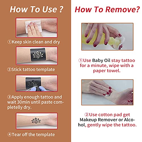 Temporary Tattoos Kits, wumawu Semi Permanent Tattoos, DIY Fake Freckles Temporary Tattoos for Women Men Kids Party,Summer Trend hand Ink with 78 Pcs Tattoo Stencils,Jagua Gel - Full Kit 5 Bottles