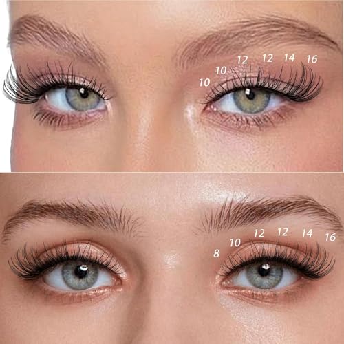 Natural Lash Clusters Wispy Cluster Eyelash Extensions WHYBRAW 130pcs Individual Lashes 8-16mm D-Curly DIY Lash Extension Natural Look Soft Thin Clear Band Cluster Lashes