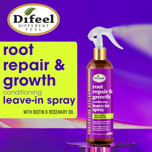Difeel Root, Repair & Growth Conditioning Leave-in Spray 8 oz. for Stronger, Smoother, Healthier Hair with Deep Conditioning, Scalp Protection, Hair Growth and Frizz Control