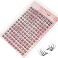 Wispy Lash Clusters 140 Pcs 10mm Short Eyelash Clusters C Curl Cluster Eyelash Extensions Natural Wispy Cluster Lashes Reusable Individual Invisible Band Lash clusters (QX-10mm)