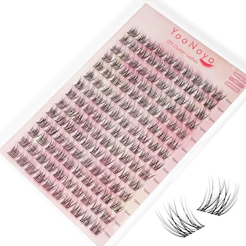 Wispy Lash Clusters 140 Pcs 10mm Short Eyelash Clusters C Curl Cluster Eyelash Extensions Natural Wispy Cluster Lashes Reusable Individual Invisible Band Lash clusters (QX-10mm)