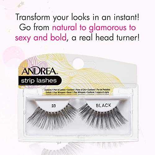 Andrea Strip Lashes Style 23 ? Black Natural False Eyelashes, Lightweight Reusable Lash Strips, 4 Pair