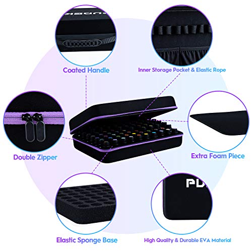 Essential Oil Carrying Case for 70&41 Pieces 5/10/15/20ml Roller Bottles with Free Writable Labels Opener, Oils Premium Aromatherapy Hard Travel Storage Organizer Bag (70 Bottles)