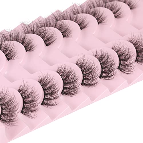wiwoseo Half Eyelashes False Eyelashes Half Lashes Strip Natural Wispy Lashes Natural Look 14MM Eyelashes 10 Pairs Pack