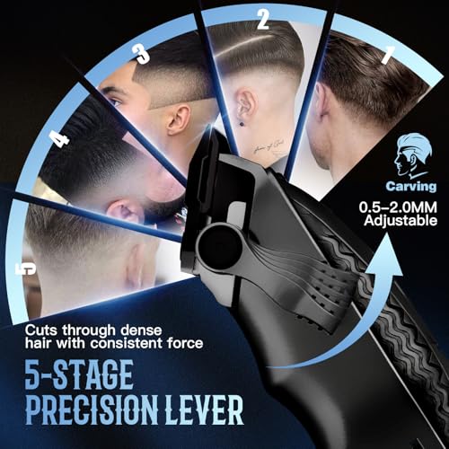 Hair Clippers for Men Professional, Cordless Clippers and Trimmers Set for Hair Cutting, 8500RPM Rechargable Electric Hair Trimmer for Self-Haircut and Family Use (Black)