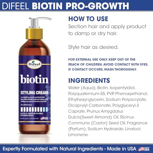 Difeel Biotin Styling Cream 12 ounce - Level 8:Medium-to-Firm, Flexible Hold Styling Cream