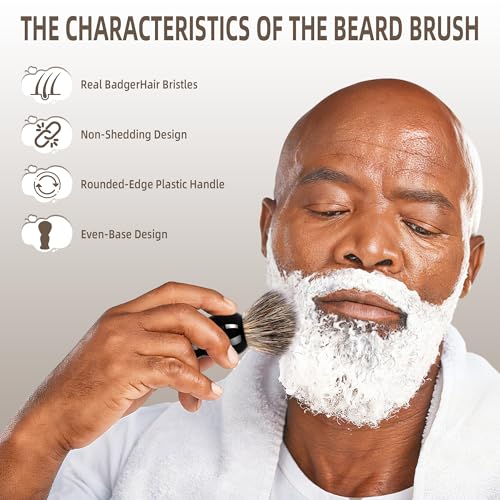Shaving Brush Set for Men,3 in-1Natural Badger Hair Shaving Brush,Foldable Silicone Bowl, Spiral Opening Brush Case, Portable Wet Shave Gifts Used in Home and Travel (Black)