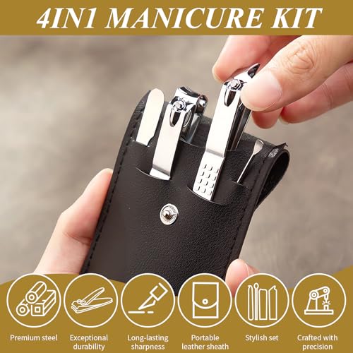 50 Sets Nail Clipper Set Bulk, 4-in-1 Stainless Steel Travel Nail Care Kit, Individually Wrapped Manicure Nail Kits with Case for Adults, Home, Hotel, Personal Care & Events£¨Black£©