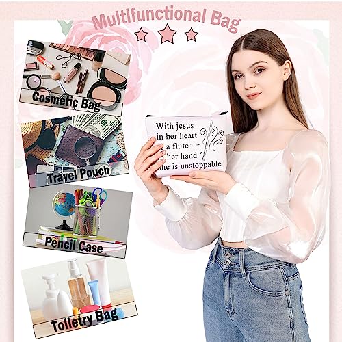 BDPWSS Flute Gift For Flute Player Gift With Jesus In Heart & A Flute In Her Hand She Is Unstoppable Makeup Bag (With Jesus Flute)