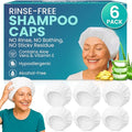 No-Rinse Shampoo & Conditioner Shower Cap, Waterless Hair Washing for Elderly, Bedridden, Hassle-Free Microwavable Hair Washing Cap infused with Aloe & Vitamin E ? 6-Pack