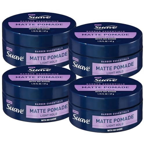 Suave+ Matte Pomade?for Men¡¯s Hair Styling 4-Pack ? Light Hold, No Shine, Shaping Cream & Frizz Control, Barber Essentials, 1.75 Oz Ea