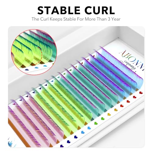 Colored Lash Extensions, 16 Rows Cashmere eyelashes, 0.07 D Curl 17-20mm Classic eyelash Extensions, Single Lash Extensions for Professional Salon Use(0.07-D-Ombre 17-20)