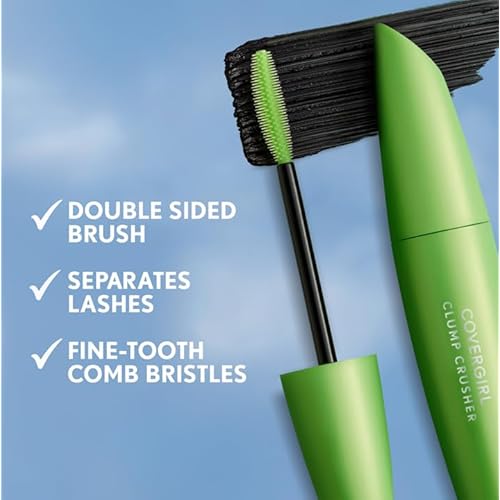 COVERGIRL Clump Crusher Mascara, 20X More Volume, Double Sided Brush, Long-Lasting Wear - 800 Very Black (Pack of 2)