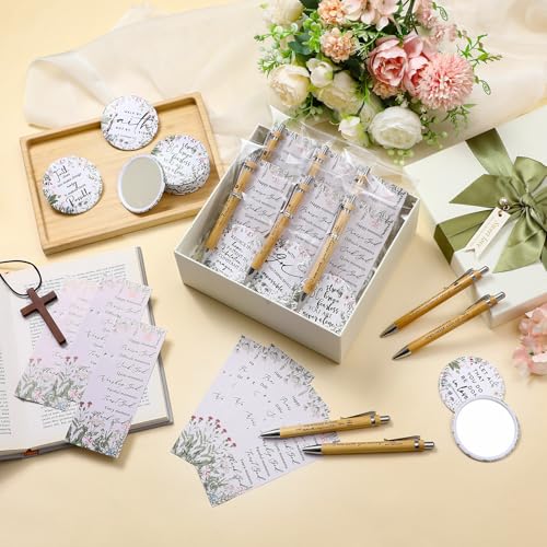 30 Sets Christian Gifts Bulk for Women Bible Verse Mini Compact Mirrors Makeup Mirrors Inspirational Mother's Day Religious Gifts for Church Ladies Pastor's Wife Sunday School
