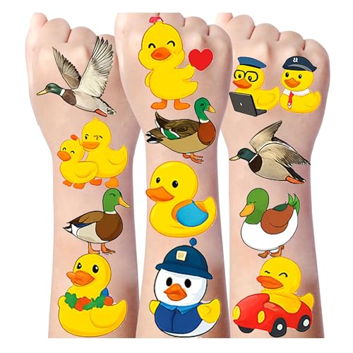 8Sheet - 110PCS Temporary Tattoos ? Cartoon Tattoos Stickers for Birthday Party Favors, Gifts, DIY Decoration & Fun Activities ? Waterproof & Skin-Safe (Duck)