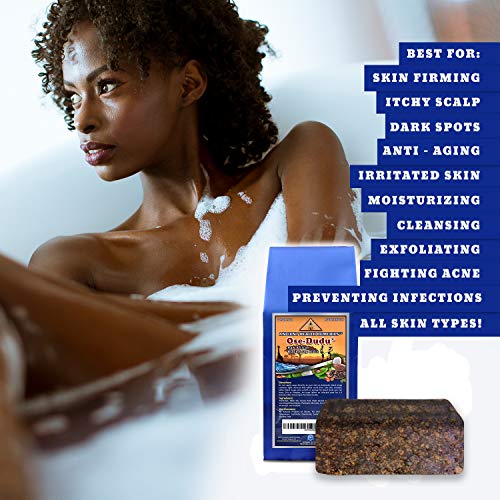 Organic, Anti-Bacterial, Anti-Fungal OSE-DUDU AFRICAN BLACK SOAP 1 LB (16 oz) BLOCK. Authentic, Handmade, Unscented Raw Best For Acne, Anti-Aging, Ethnic or White Oily Skin, Pimples and Zits (GHANA)