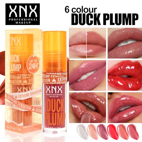 High Pigment Plumping Lip Gloss with Spicy Ginger, Vegan Lip Makeup, Hydrating Plumping Booster Moisturizing Volumizing Lip Gloss