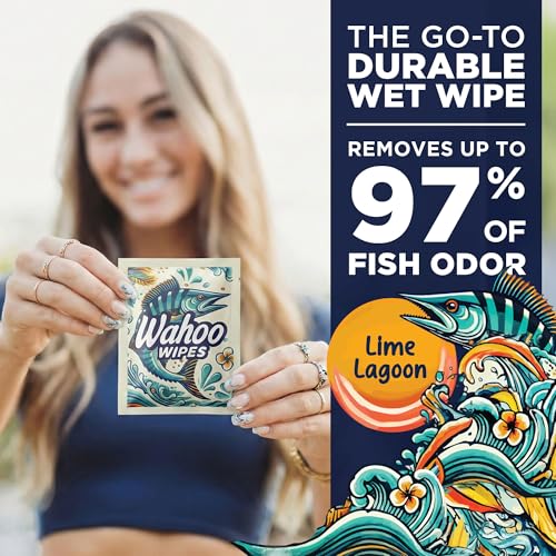 On-The-Go Wahoo Wipes ? Pack of 50 Individually Wrapped Wet Wipes, Odor-Neutralizing Moist Towelettes, Ideal for Hunting, Camping, Bathrooms & Travel, by Dirty Ducks LLC.