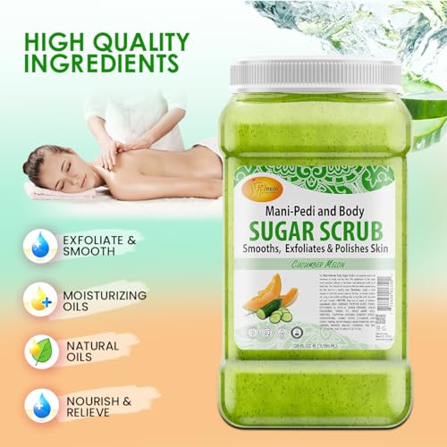 Spa Redi Sugar Scrub Glow, Cucumber Melon, 1 Gallon