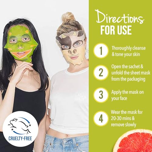 Masque Bar ? 9 Piece Pretty Animalz Printed Sheet Masks ? Made in Korea