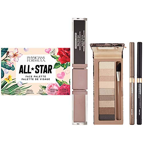 Physicians Formula AllStar Face Makeup Palette, Multi, 0.86 Ounce with Physicians Formula Shimmer Strips Custom Eye Enhancing Kit with Eyeshadow, Eyeliner & Mascara, Nude