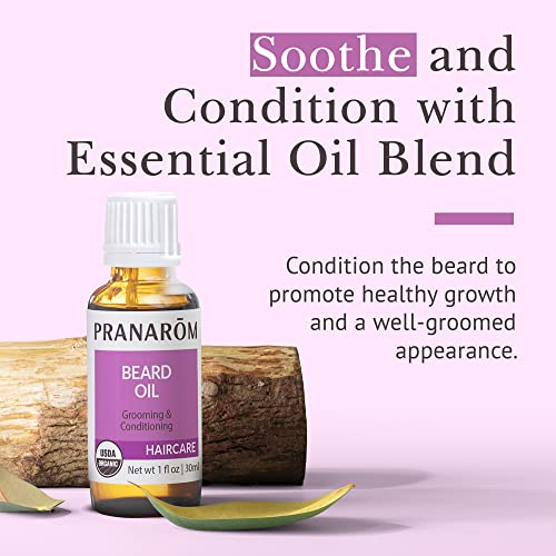 Pranarom - Beard Oil (30ml) - 100% Pure Natural Therapeutic Grade - Jojoba, Cedarwood, & Frankincense | USDA & ECOCERT Certified Organic