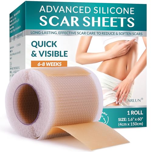 Silicone Scar Tape, Silicone Scar Sheets, Scar Tape for Surgical Scars, Silicone Tape for Scars, Scar Sheets for Surgical Scars, C-Section, Tummy Tuck and Keloid (1.6"x 60" Roll-1.5M)