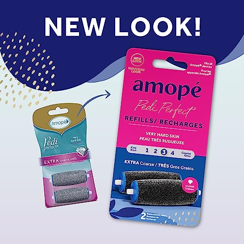 Amop? Pedi Perfect Electric Callus Remover Foot File Roller Head Refills, with Diamond Crystals, Removes Hard & Dead Skin, Extra Coarse for Very Hard Skin ? 2 Count