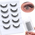 DSLONG 5 Pairs Natural Look D Curl Eyelashes With 18PCS Self Adhesive Eyelashes Strips, Manga Lashes Fluffy Cat Eye Lashes Looks Like Eyelash Extensions (D Curl)