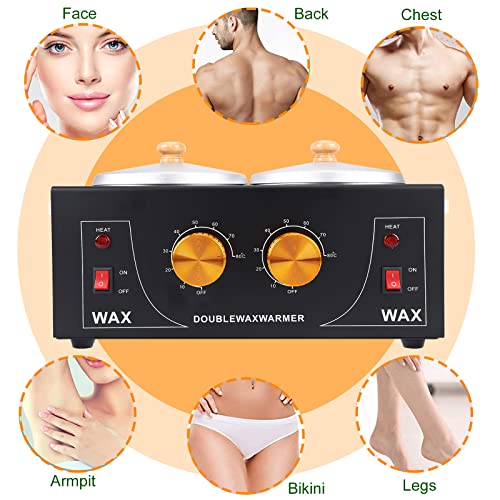 Upgraded Double Non-Stick Wax Warmer, Professional Electric Paraffin Heater with Adjustable Temperature for Facial, Skin Spa Equipment