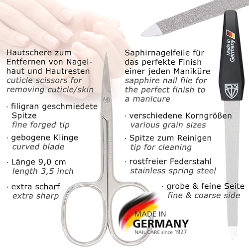 3 Swords Germany - brand quality 6 piece manicure pedicure grooming kit set for professional finger & toe nail care scissors clipper fashion leather case in gift box, Made in Solingen Germany (83202)