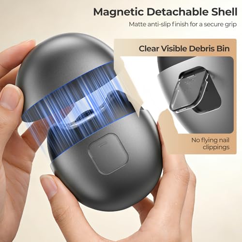 3 in 1 Automatic Electric Nail Clipper, 2026 Upgraded Nail Clippers Set with LED Light & Nail Scrap Storage & Professional Slant Edge Nail Clipper, Effortless Toenail Trimmer for Seniors Adults-Gray