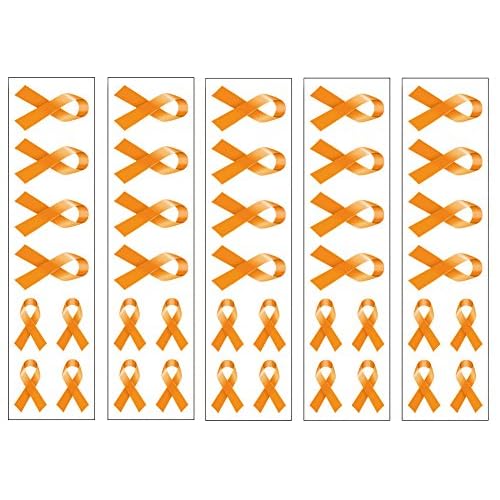 40 Orange Ribbon Temporary Tattoos: Multiple Sclerosis, Lupus, Leukemia Awareness Tattoo