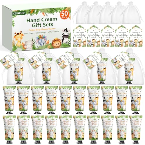 50 Pack Baby Shower Bulk Hand Cream Gifts Sets, Baby Shower Favors and Bridal Shower Favors for Guests with Thank You Card and Organza Gift Bags, Birthday Gifts, Appreciation Gifts for Guests (Animal)