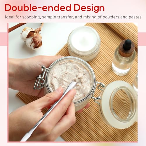 Shappy 10 Pcs Stainless Steel Makeup Spatula Set ? Double Ended Cosmetic Mixing Tool for Cream, Foundation, Lip Gloss, Nail Art & DIY Beauty, Lab & Food Use(mini Square & Round Head)