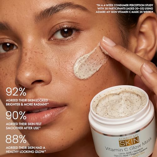 Vitamin C Mask for Face ? Brightening Face Masks Skin Care Contains Glycolic Acid and Lactic Acid + Squalane Oil ? Hydrating Beauty Face Mask for Glowing Youthful Skin and Smooth Even Skin Tone 2oz