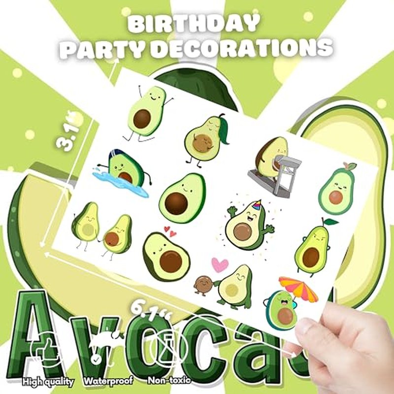 8 Sheets (96PCS) Avocado Temporary Tattoos ? Cute Fruit Theme Birthday Party Supplies, Fun Decorations & Favors for Kids, Boys, Girls, School Gifts & Rewards